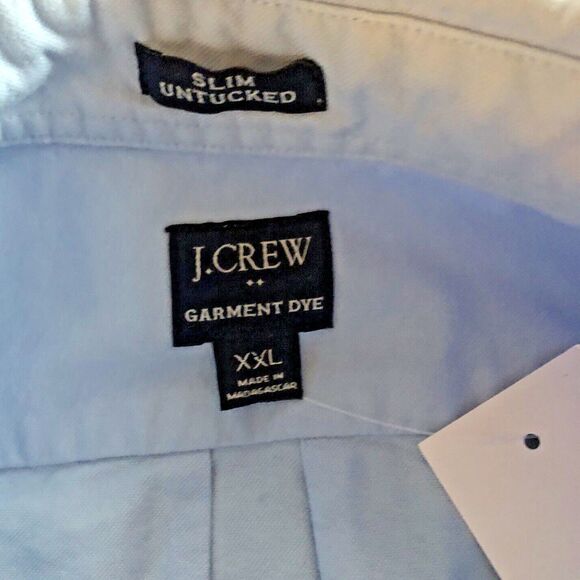 J. Crew Garment Dye Button Down Shirt Mens Size XXL Blue Slim Untucked Fit NEW - Picture 10 of 11